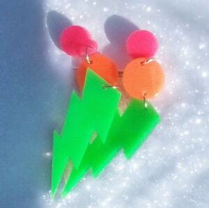 80's Neon Barbie in the Rocker Earrings NWT